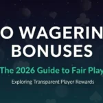 A clean, professional header for an article about no wagering casino bonuses in 2026.