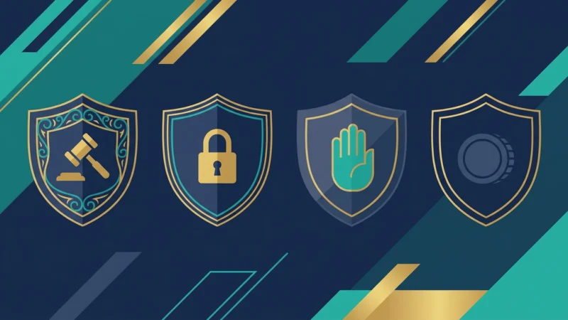 Four shields of decreasing strength illustrating how online casino licences differ in player protection